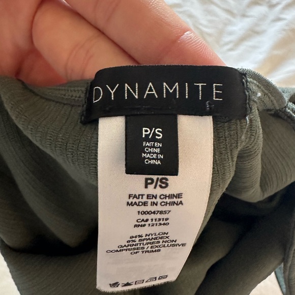 Dark Green Dynamite Thong Ribbed Bodysuit - Picture 4 of 4